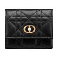 DIOR Wicker Lambskin Wallet Women's Black