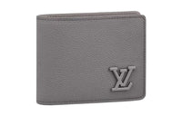 LOUIS VUITTON Aerogram Cow Leather Wallet Men's Gray