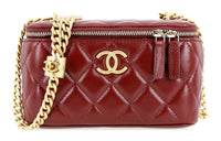 CHANEL Lambskin Shoulder Bag Crossbody Bag Women's Red