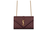SAINT LAURENT ENVELOPE Calfskin Envelope Bag Shoulder Bag Crossbody Bag Small Size Women's Rogue Red