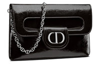 DIOR Sheepskin Crossbody Clutch Shoulder Bag Medium Size Women's Black