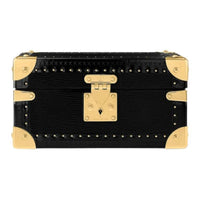 LOUIS VUITTON Leather Trim Storage Boxes Unisex Black