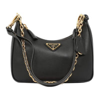 PRADA Leather Shoulder Bag Women's Black