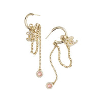 CHANEL Stud Earrings Women's Gold/Pink