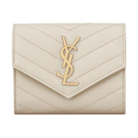 SAINT LAURENT CASSANDRE Tanned Leather Wallet Regular Women's White Wine Color