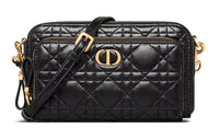 DIOR Cow Leather One Shoulder Crossbody Clutch Women's Black