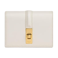 CELINE Triomphe Cow Leather Card Holder Women's Cotton White