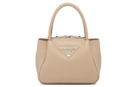 PRADA Leather Shoulder Bag Crossbody Bag Handbag Mini Women's Elephant Grey/sand Beige