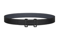 HERMES Comfortable Black Buckle Togo Calfskin Double-Sided Leather Belt Men's Black Width: 3.2cm