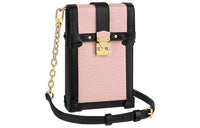 LOUIS VUITTON Trunk Vertical Cow Leather Cell Phone Pouch Shoulder Bag Crossbody Bag Regular Women's Pink