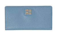 MIU MIU Leather Wallet Large Size Women's Blue