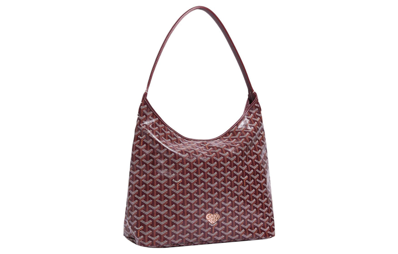 GOYARD Bohème Hobo Canvas With Leather Dogtooth Shoulder Bag Combo Bag Shoulder Bag Women's Burgundy & Khaki Heart