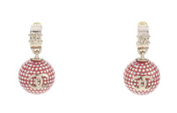 CHANEL Metal Hoop Earrings Women's Pink