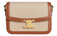 CELINE Triomphe Textile With Calfskin Crossbody Bag Shoulder Bag Women's Natural/Tan
