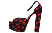SAINT LAURENT Strap Sandals Women's Black Red