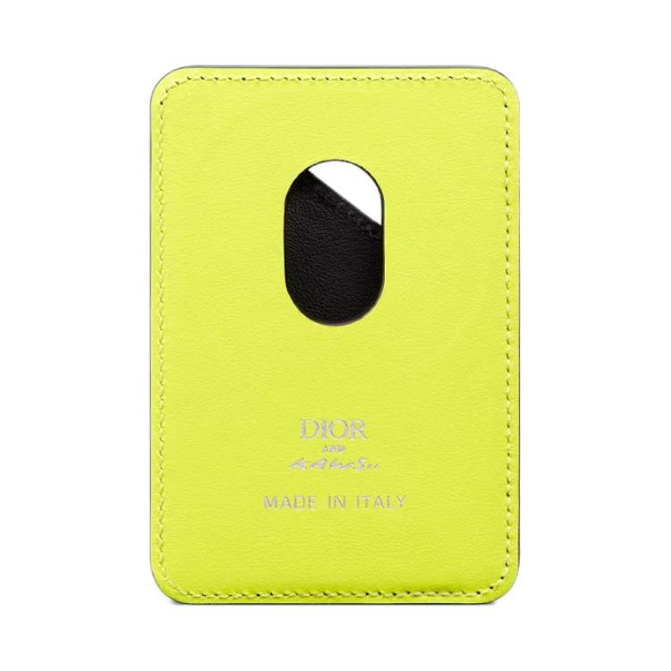 DIOR KAWS Collaboration Cow Leather Card Holder Women's Black