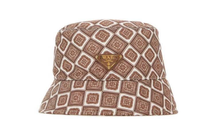 PRADA Bucket Hats Women's Umber/White