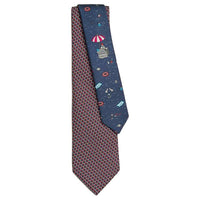 HERMES Silk Ties Men's Marine Blue/Red
