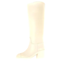 CHANEL Knee-High Boots 6.5cm Women's White
