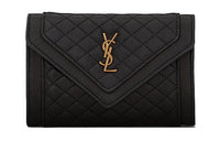 SAINT LAURENT GABY Quilting Lambskin Wallet Small Size Women's Black