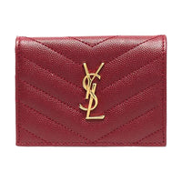 SAINT LAURENT Opyum Cow Leather Wallet Women's Red