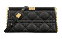 DIOR Caro Sheepskin One Shoulder Crossbody Clutches Regular Women's Black