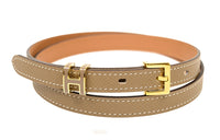 HERMES Leather Belts Women's Gray