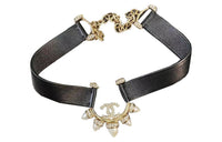 CHANEL Metal, Lambskin, Resin, Rhinestone Necklaces Women's Black