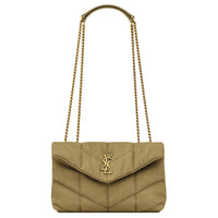 SAINT LAURENT PUFFER Plain Cloth Portable Crossbody Bag Shoulder Bag Women's Army Green