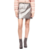 CHANEL 24 New Fall And Winter Arrivals Leather Short Skirts Women's Silver