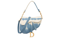 DIOR Denim Tie Dye Saddle Bag Shoulder Bag Crossbody Bag Handbag Women's Blue