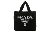 PRADA Sheepskin Shopping Bag Handbag Unisex Black