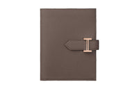 HERMES Bearn Cow Leather Wallet Women's Gray