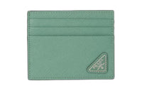 PRADA Saffiano Leather Card Holder Men's Gray Green