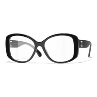 CHANEL Nylon Acetate Square Eyeglass Frames Unisex Black