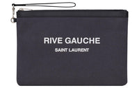 SAINT LAURENT Rive Gauche Calfskin Trim Clutch Men's Dark Gray