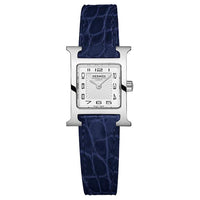 HERMES Hour H Collection Wrist Watch Quartz Movement Crocodile Leather Strap 21*17mm White Dial Women's Watch
