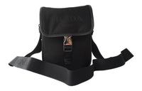 PRADA Nylon Leather Patchwork Messenger Bag Crossbody Bag Shoulder Bag Men's Black