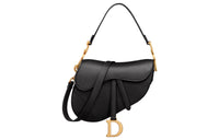 DIOR Grained Calfskin Saddle Bag Shoulder Bag Crossbody Bag Handbag Regular Women's Black