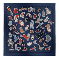 HERMES Mulberry Silk Scarves Women's Marine Blue