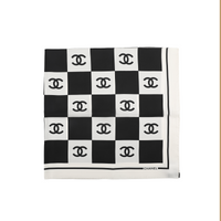 CHANEL Silk Scarves Women's Black/White