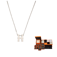 HERMES POP H Collection Metal Necklaces Women's Silver/White