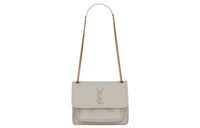 SAINT LAURENT Lambskin Hobo Bag One Shoulder Handbag Crossbody Bag Mini Women's White