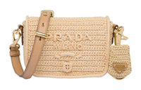 PRADA Raffia With Leather Crossbody Bag Shoulder Bag Women's Light Umber