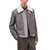HERMES FW24 Jackets Coats Men's Mud Charcoal