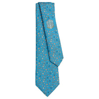 HERMES Mulberry Silk Ties Men's Cyan Blue