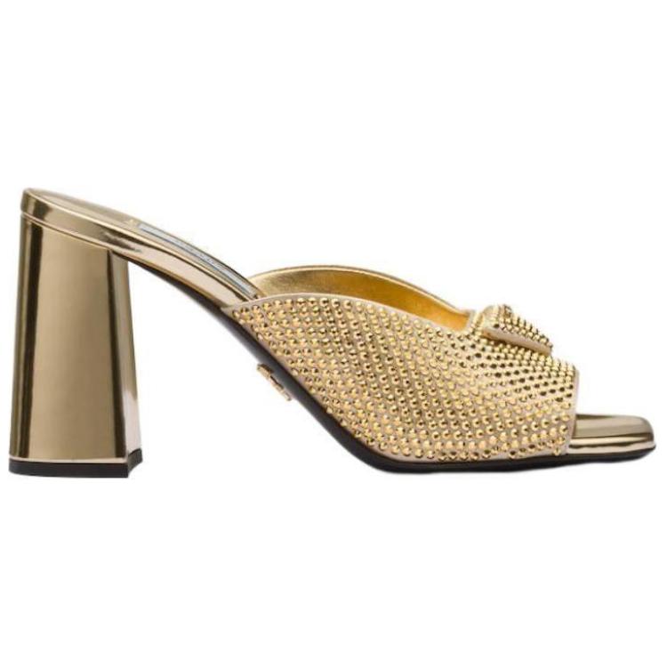 PRADA Antibacterial Slide Slippers Women's Gold