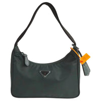 PRADA Re-Edition Recycled Nylon Patchwork Fabric Handbag Shoulder Bag Women's Dark Green