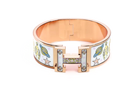HERMES Enamel Rose Gold-Plated Bangles Women's Light Blue