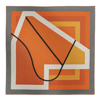 HERMES Cashmere Shawls Men's Orange Blue Gray Green